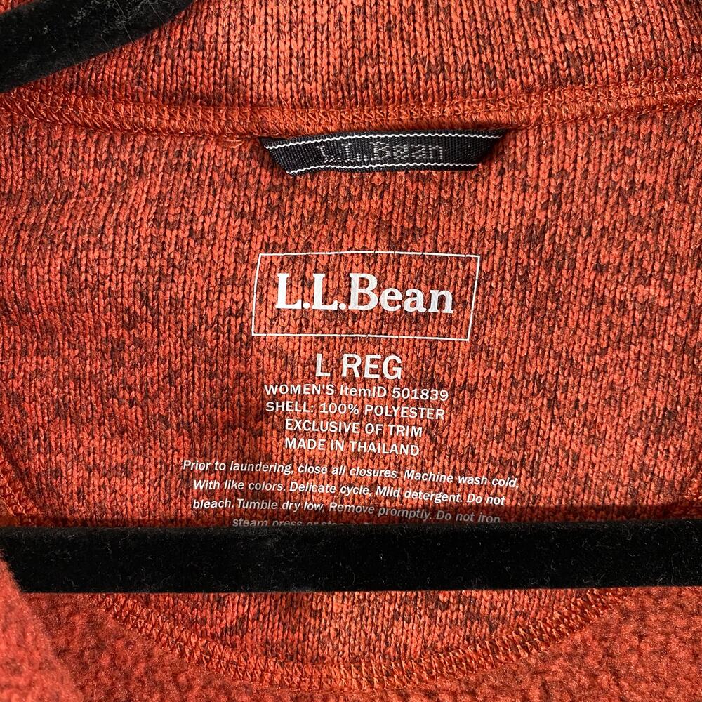 LL Bean Women Burnt Orange Full Zip Fleece Jacket Size L - Picture 4 of 7